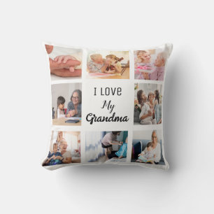 Simple and Chic Photo Collage for Grandma Cushion
