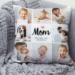 Simple and Chic | Photo Collage for Mum with Heart Cushion<br><div class="desc">This chic black and white pillow features a photo grid with eight of your personal photos, and trendy modern script typography that says "mum". There is also an elegant little heart with a faux rose gold look. A simple, minimalist yet absolutely stylish gift for your mother on Mother's Day or...</div>