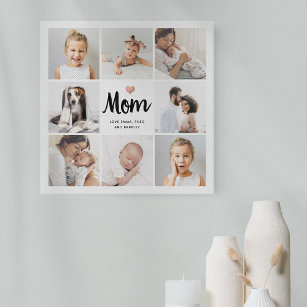 Simple and Chic   Photo Collage for Mum with Heart Faux Canvas Print