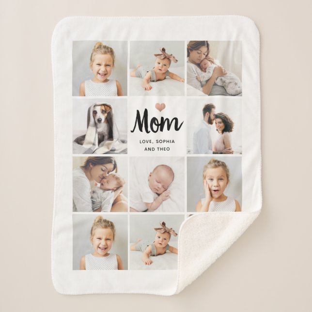 Simple and Chic | Photo Collage for Mum with Heart Sherpa Blanket (Front)