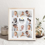 Simple and Chic Photo Collage | Love Gold Heart Foil Prints<br><div class="desc">This chic black and white poster features a photo grid with eleven of your personal photos, and trendy modern script typography that says "Love". There is also an elegant little gold foil heart. A simple, minimalist yet absolutely stylish gift for your mother, spouse, or any family member any time you...</div>