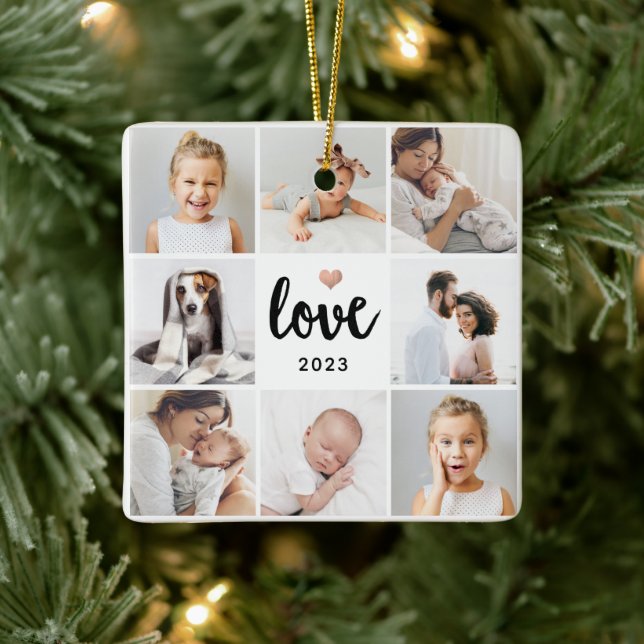 Simple and Chic Photo Collage | Love with Heart Ceramic Ornament (Tree)