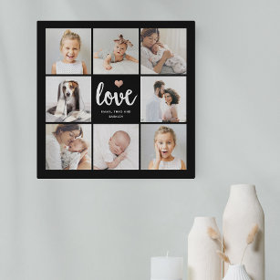 Simple and Chic Photo Collage   Love with Heart Faux Canvas Print