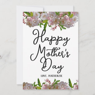 Simple and Chic Pink Floral Mother Days Gift Holiday Card