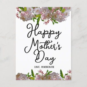 Simple and Chic Pink Floral Mother Days Gift Holiday Postcard