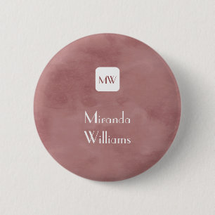 Simple and Chic Rosy Brown Monogram With Name 6 Cm Round Badge