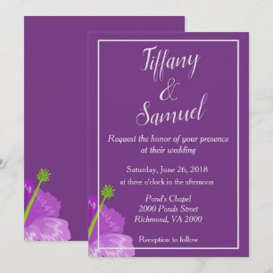 Simple and Chic Royal Purple Floral Wedding Invitation