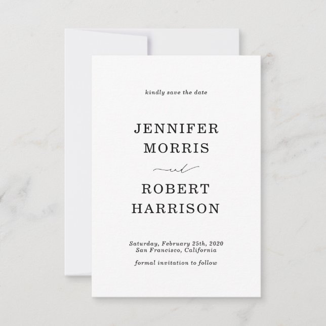 Simple and Classic Save the Date Card (Front)