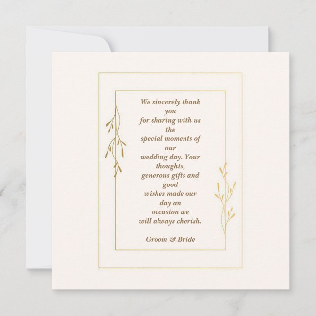 Simple and Classic Wedding Thank You Card (Front)