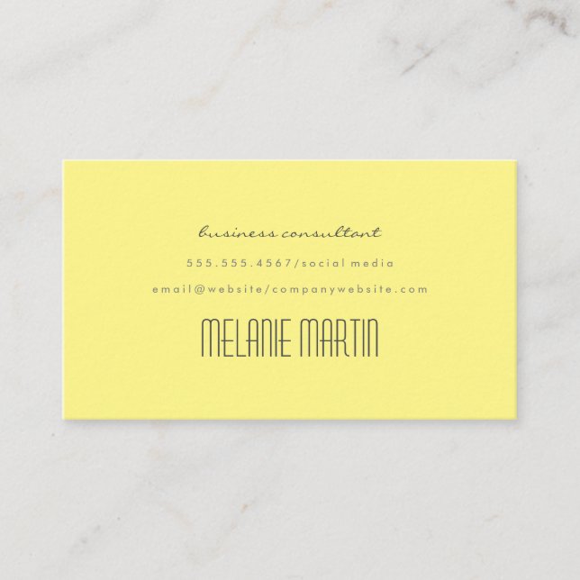 Simple and Clean Light Yellow Business Card (Front)