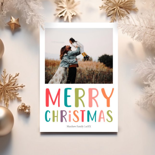 Simple and Colourful Christmas Family Photo Holiday Card (Creator Uploaded)