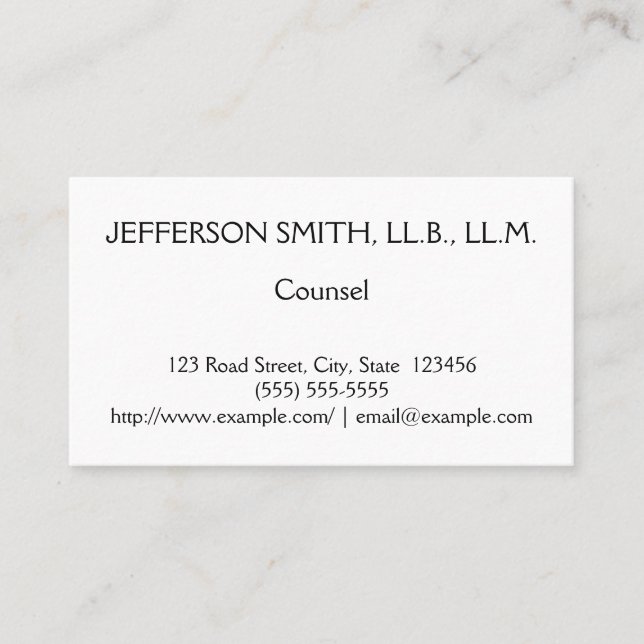 Simple and Conservative Counsel Business Card (Front)