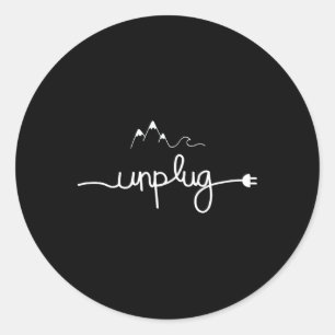 Simple And Cool Minimalist Mountain And Waves Grap Classic Round Sticker