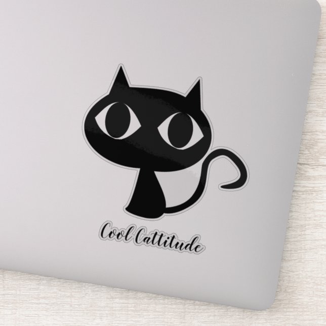 Simple and cute Black Cat  Laptop Stickers (Detail)