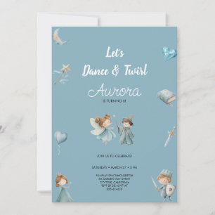 SIMPLE AND CUTE BLUE PRINCESS BIRTHDAY PARTY INVITATION