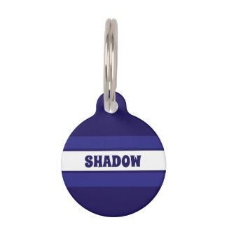 Simple and Cute Blue Striped Dog Name Small Pet Tag