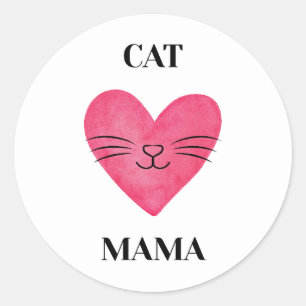 Simple and Cute Cat Mama Classic Round Sticker