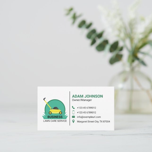 Simple and Effective Lawn Care Customisable Business Card (Standing Front)