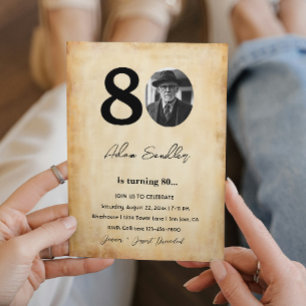 Simple and elegant 80th Birthday Party Invitation
