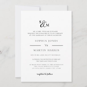 Simple and elegant, Ampersand Monogram Wedding  Invitation