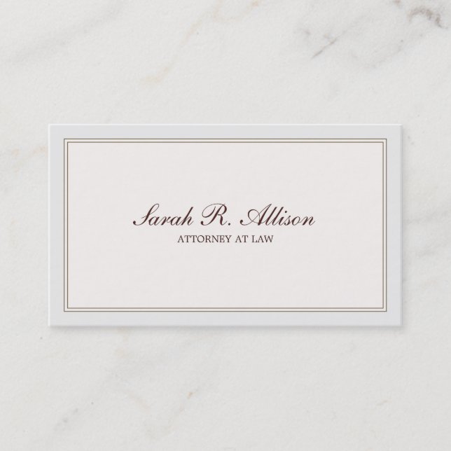 Simple and Elegant Attorney Ivory with Border Business Card (Front)
