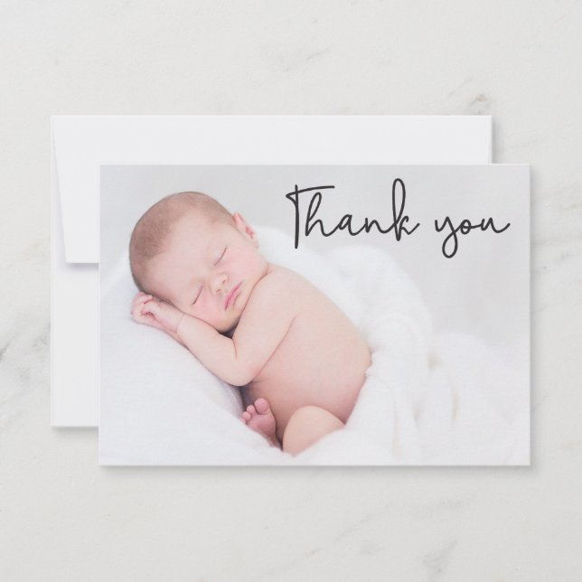 Simple and Elegant Baptism Baby thank you card (Front)
