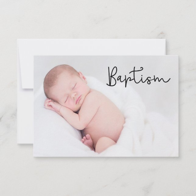 Simple and Elegant | Baptism Baby thank you card (Front)