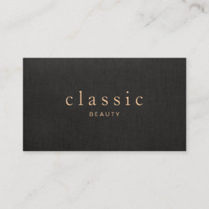 Simple and Elegant Beauty Black Linen Look Business Card