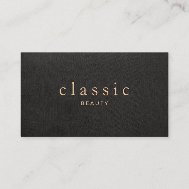 Simple and Elegant Beauty Black Linen Look Business Card (Front)