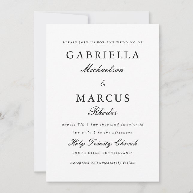 Simple and Elegant Black and White Invitation (Front)