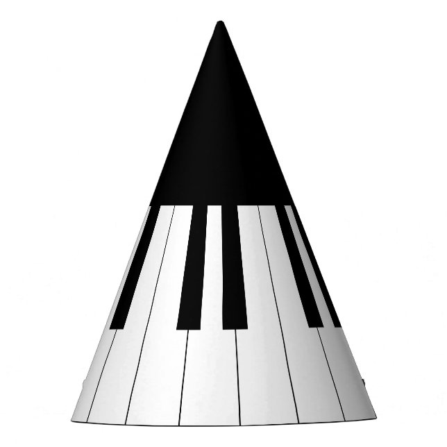 Simple and Elegant Black and White Piano Keyboard Party Hat (Front)