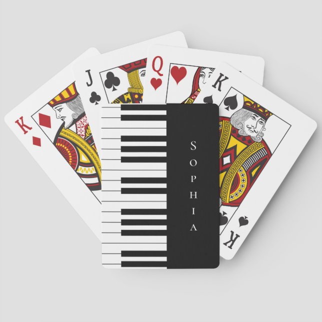 Simple and Elegant Black and White Piano Keyboard  Playing Cards (Back)