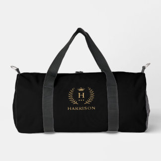 Simple And Elegant Black Gold Monogram Duffle Bag
