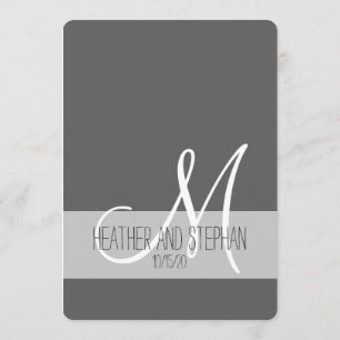 Simple and Elegant Black, Grey, & White Monogram Invitation