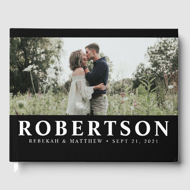 Simple and Elegant Black | Photo Guest book (Front)