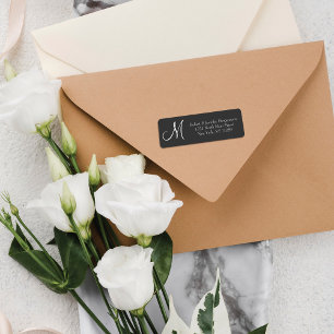 Simple and Elegant, Black & White Monogram Address