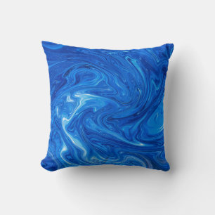 Simple and Elegant Blue Marble Abstract Artwork   Cushion