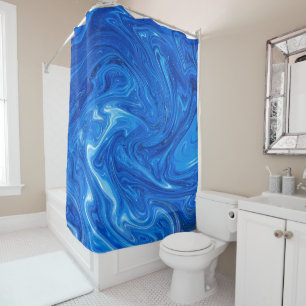 Simple and Elegant Blue Marble Abstract Artwork   Shower Curtain