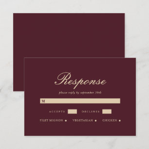 Simple and Elegant Burgundy Wedding RSVP Card