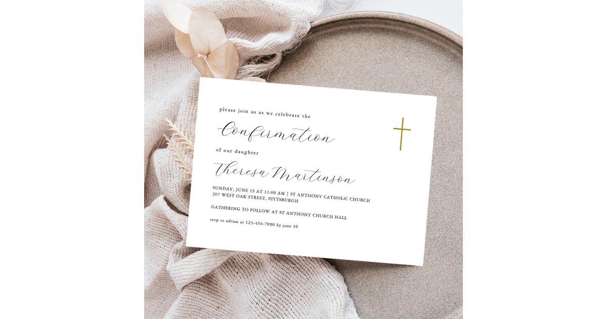 Simple and Elegant Calligraphy Confirmation Invitation | Zazzle