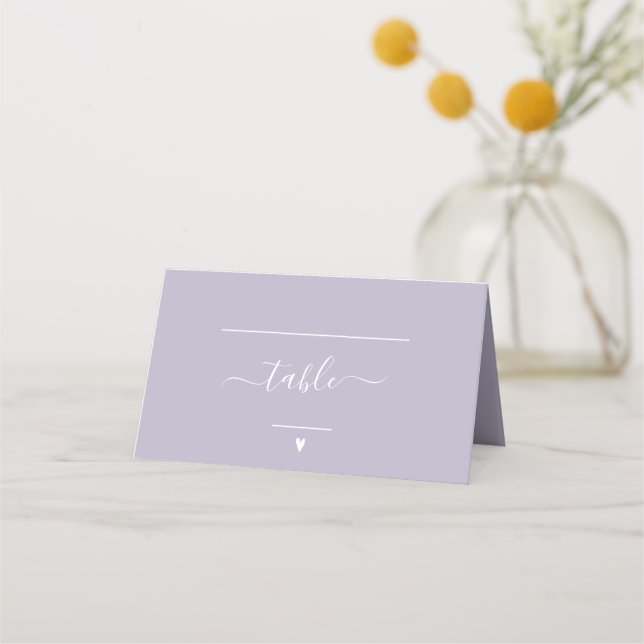 Simple and Elegant Calligraphy Lavender Wedding  Place Card (Front)