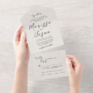 Simple and Elegant Canvas Wedding All In One Invitation