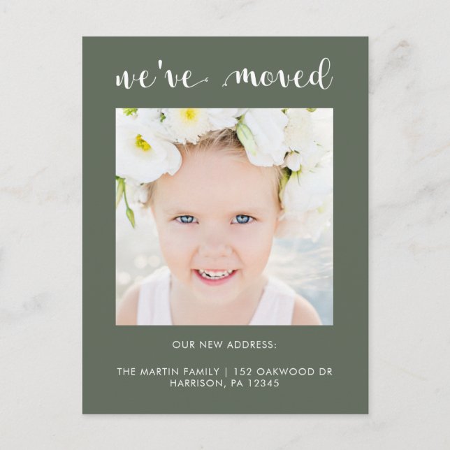 Simple and Elegant Change of Address Photo Announcement Postcard (Front)