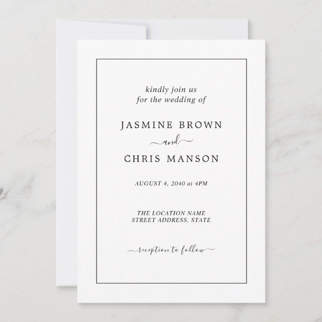 Simple And Elegant Classic Wedding Invitation (Front)