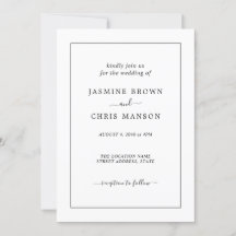 Simple And Elegant Classic Wedding Invitation