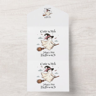 Simple and Elegant Cute witch first Halloween All In One Invitation