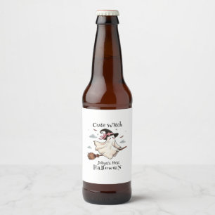 Simple and Elegant Cute witch first Halloween Beer Bottle Label