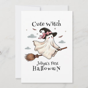 Simple and Elegant Cute witch first Halloween Invitation
