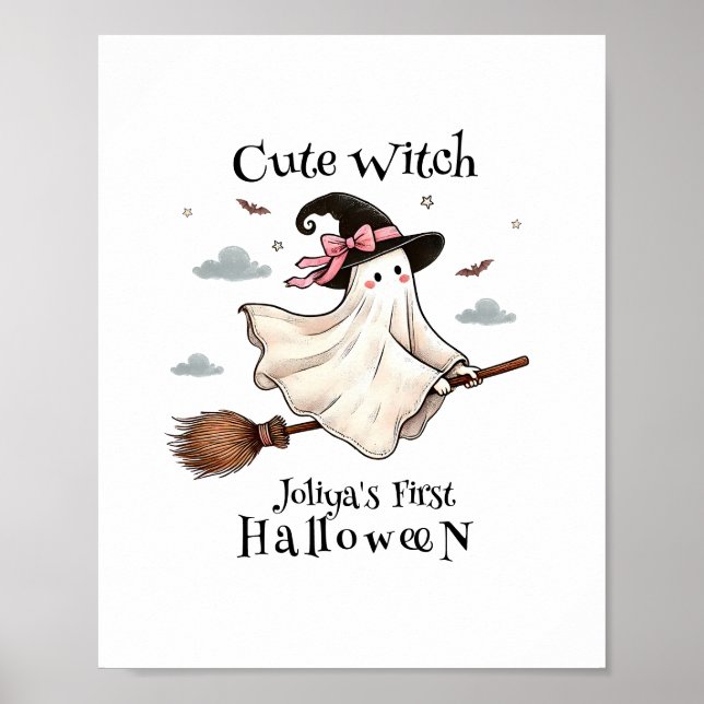 Simple and Elegant Cute witch first Halloween Poster (Front)