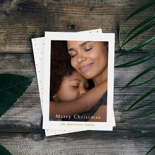 Simple and Elegant Faux Gold Dots Photo Holiday Card